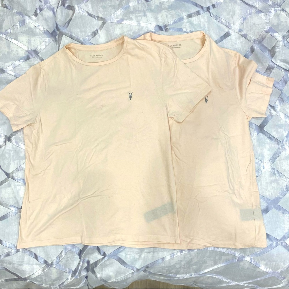 All Saints basic peach T-shirt, size L, 2 shirts